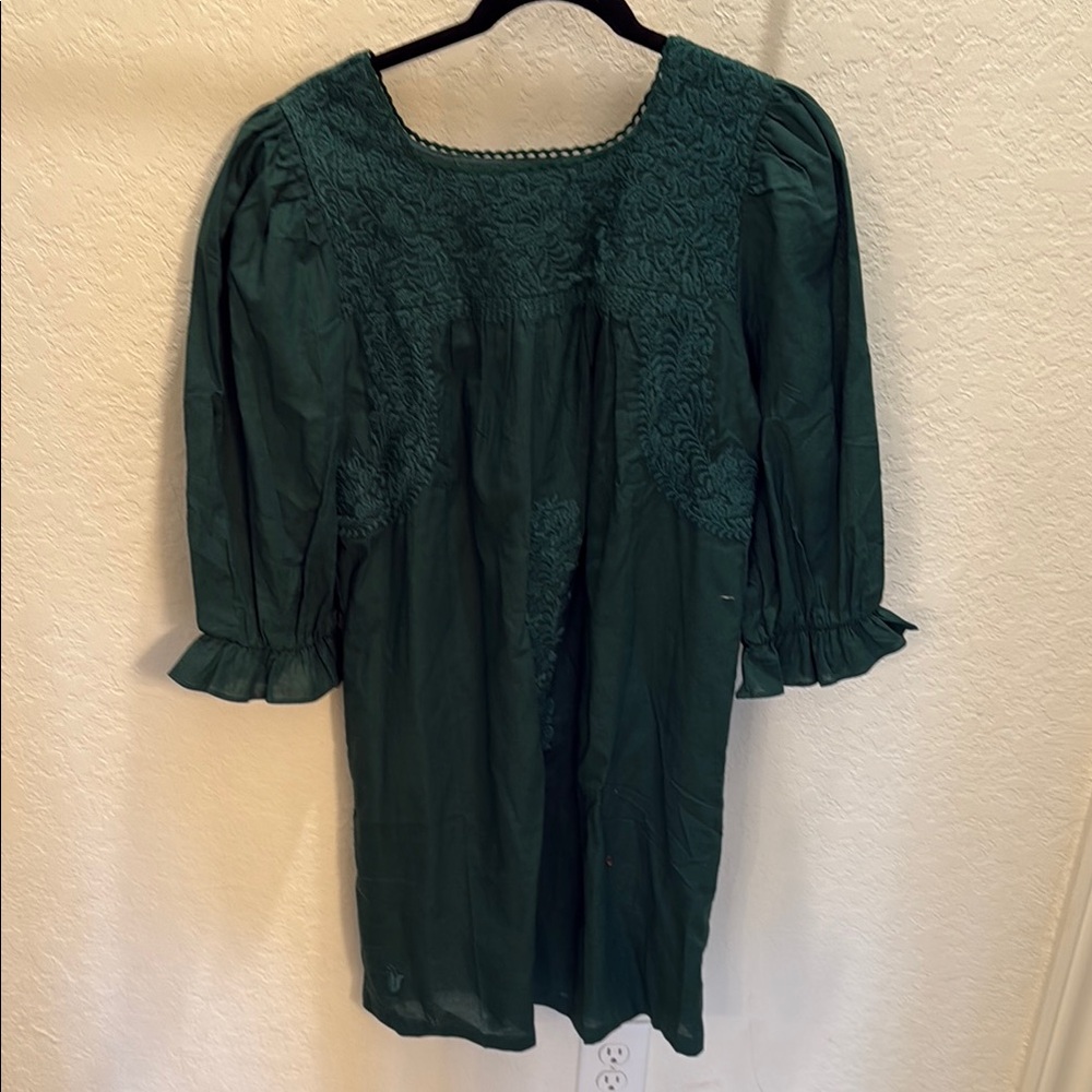 J. Marie dark green embroidered dress